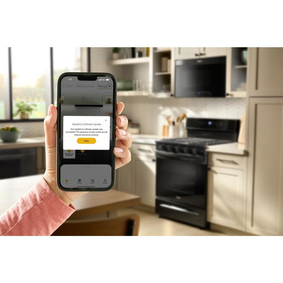 Whirlpool® Cuisinière au gaz intelligente de 30 pouces avec technologie de cuisson à air, auto-nettoyage/netoyage à la vapeur, préchauffage rapide avec capacité de 5.3 pi cu WFGS7530RB