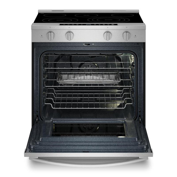 Whirlpool® Cuisinière électrique inteligente à commandes frontales de 30 pouces avec technologie de cuisson à air, revêtement WipeClean™, vapeur/auto-nettoyage, préchauffage à grande vitesse et capacité de 5.3 pi cu YWSES7530RZ