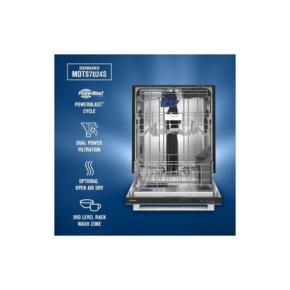 Maytag® Lave-vaisselle à commandes dissimulées avec cycle PowerBlast® et séchage intensif PowerDry de 24 po MDTS7024SZ