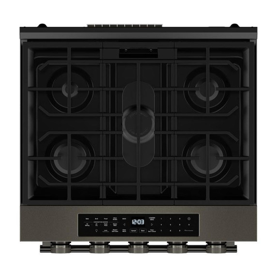 Kitchenaid® Cuisinière au gaz coulissante intelligente avec modes de cuisson à convection et brûleur 2 en 1 - 5 pi cu KSGS530SBE