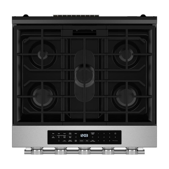 Kitchenaid® Cuisinière au gaz coulissante intelligente avec modes de cuisson à convection et brûleur 2 en 1 - 5 pi cu KSGS530SPS