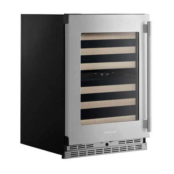 Kitchenaid® Cellier sous le comptoir avec porte-bouteilles à devant en bois à pleine extension - 24 po KUWL524SPS Kitchenaid® Cellier sous le comptoir avec porte-bouteilles à devant en bois à pleine extension - 24 po KUWL524SPS