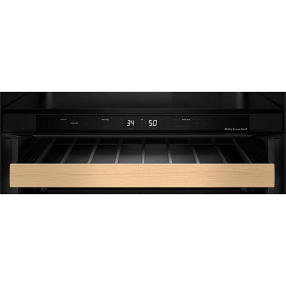 Kitchenaid® Cellier sous le comptoir avec porte-bouteilles à devant en bois à pleine extension - 24 po KUWL524SBE