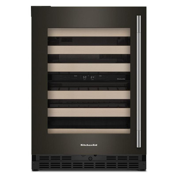 Kitchenaid® Cellier sous le comptoir avec porte-bouteilles à devant en bois à pleine extension - 24 po KUWL524SBE