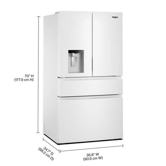 Réfrigérateur à portes françaises Whirlpool® et capacité familiale et tiroir à températures flexibles de 29 pi cu WRMF3536SW