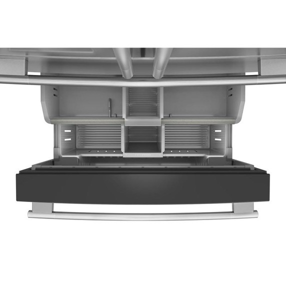 Kitchenaid® Réfrigérateur à portes françaises avec distributeur d’eau et de glaçons extérieur et tiroir réfrigéré pleine largeur FreshChill™ - 29 pi cu KRMF436SPS Kitchenaid® Réfrigérateur à portes françaises avec distributeur d’eau et de glaçons extérieur et tiroir réfrigéré pleine largeur FreshChill™ - 29 pi cu KRMF436SPS