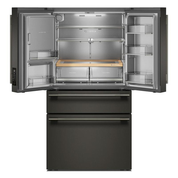 Kitchenaid® Réfrigérateur à portes françaises avec distributeur d’eau et de glaçons extérieur et tiroir réfrigéré pleine largeur FreshChill™ - 29 pi cu KRMF436SBE Kitchenaid® Réfrigérateur à portes françaises avec distributeur d’eau et de glaçons extérieur et tiroir réfrigéré pleine largeur FreshChill™ - 29 pi cu KRMF436SBE