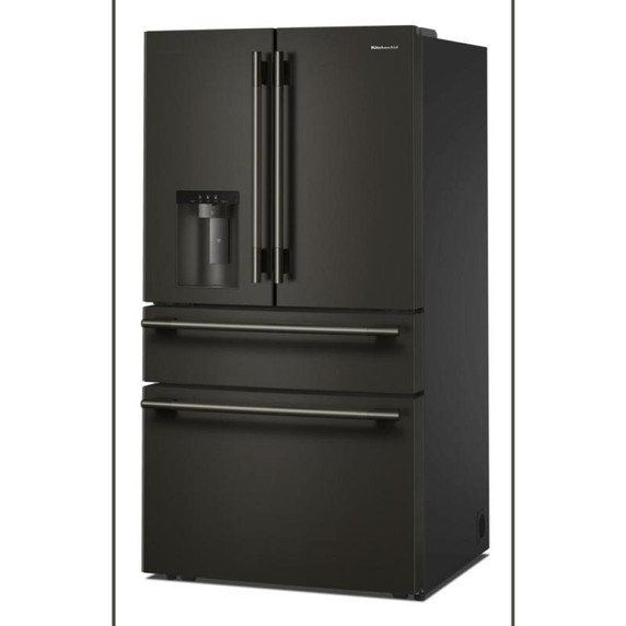 Kitchenaid® Réfrigérateur à portes françaises avec distributeur d’eau et de glaçons extérieur et tiroir réfrigéré pleine largeur FreshChill™ - 29 pi cu KRMF436SBE Kitchenaid® Réfrigérateur à portes françaises avec distributeur d’eau et de glaçons extérieur et tiroir réfrigéré pleine largeur FreshChill™ - 29 pi cu KRMF436SBE