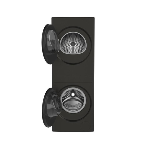 Whirlpool® Tour de lavage compacte certifiée ENERGY STAR® à pompe de chaleur de 24 po avec laveuse de 3,2 pi cu et sécheuse électrique de 4,3 pi cu YWFH5424SJ