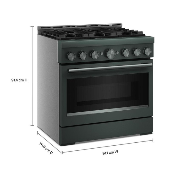 Cuisinière au gaz de style commercial à 6 brûleurs avec mode de friture à air sans préchauffage KitchenAid® de 36 po KFGS936SJP
