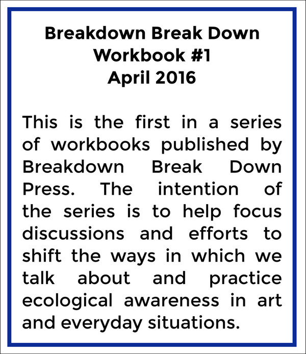 Break Down Workbook #1—Questions for evaluating art that concerns itself with ecology [PDF]