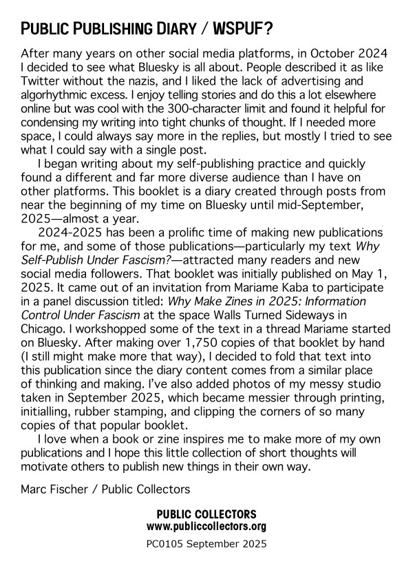 Public Publishing Diary / Why Self-Publish Under Fascism?