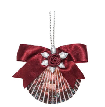 Pecten with Red Rose Ornament