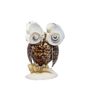 Tiger Cowrie Owl Pen Holder