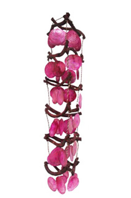 Curly Vine With Pink Saddle Oyster Seashells Chime 