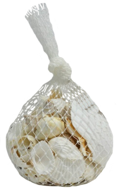 Mixed Large White Shells Mesh Bag