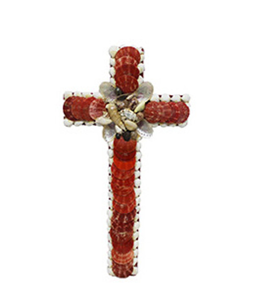 Cross with Red Pecten Shells 