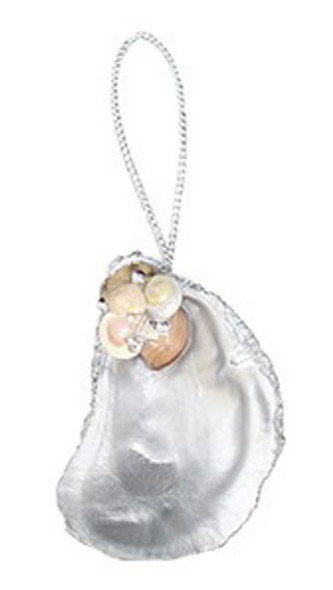 Painted Silver Oyster Ornament