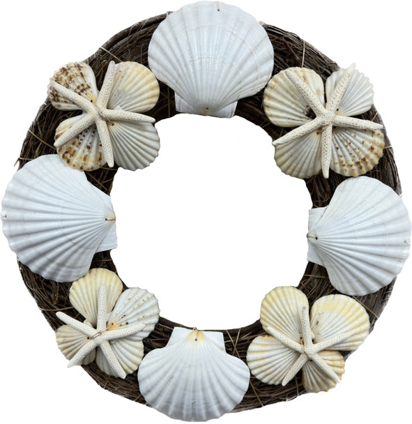  Vine & Grass Wreath-Seashells & Stars