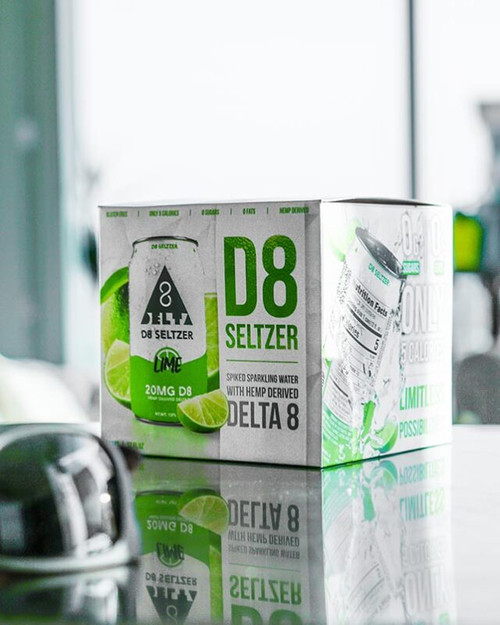 D8 Seltzer Hemp Infused Water 20MG D8  Lime 4 Pack