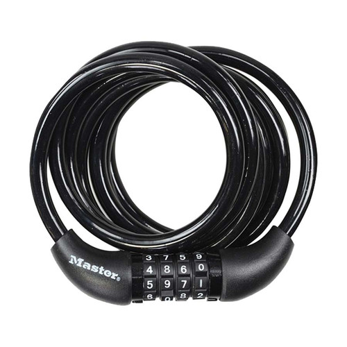Masterlock Self Coiling Combination Cable, 1.8m x 8mm