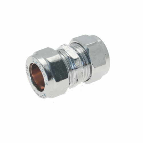 15mm Chrome Compression Connector, Brass