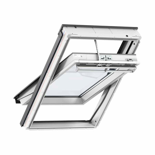 VELUX 1340mm x 980mm Integra Solar White Poly Finish Centre Pivot Roof Window --70 Pane GGU UK04 007030
