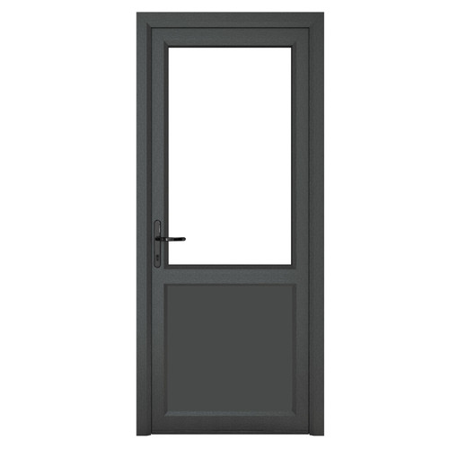 Crystal Grey uPVC Back Door Half Glazed Right Hand Side Hung 2090mm x 890mm