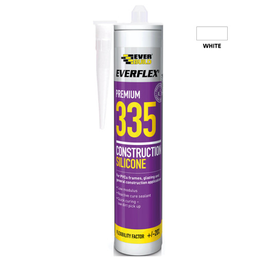 Everbuild 335 Low Modulus Construction Silicone Sealant, White, 295 ML