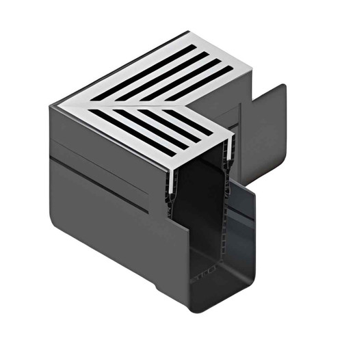 Aco Threshold Drain, Slimline Corner, Silver