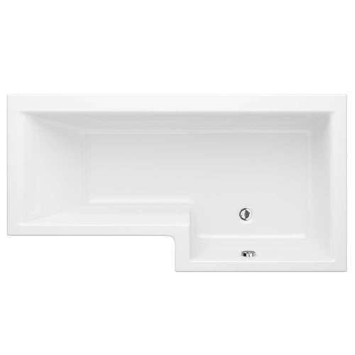 Elite L Shaped Shower Bath, Right Hand, White, 1675mm x 850mm x 700mm