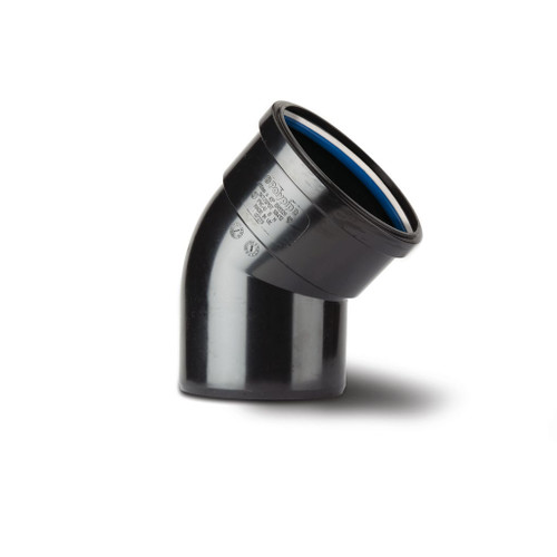 Polypipe Soil & Vent 82mm Black Single Socket Bend 135Deg