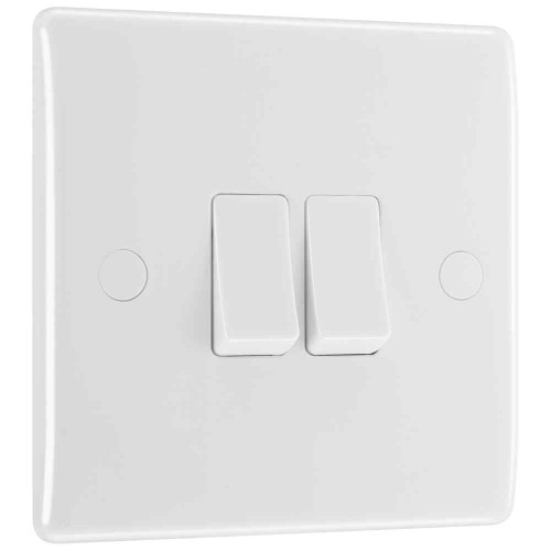 Bg Electrical Nexus 2 Way Light Switch, Double Pole, 250v, 20a, White, 23mm x 86mm