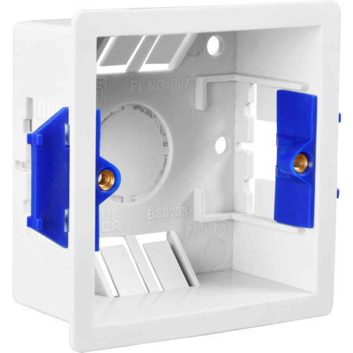 Luceco Bg Dry Lining Electrical Surface Box, Pvc, 1 Gang, White, 82mm x 82mm x 36mm