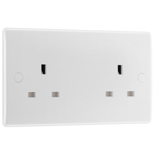 Bg Electrical Nexus 800 Series Unswitched Socket, 2 Gang, 13a, White, 146mm x 86mm x 25.9mm