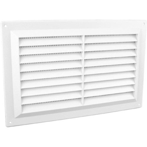 Manthorpe Louvre Vent with Flyscreen, White, 258 x 10 x 238