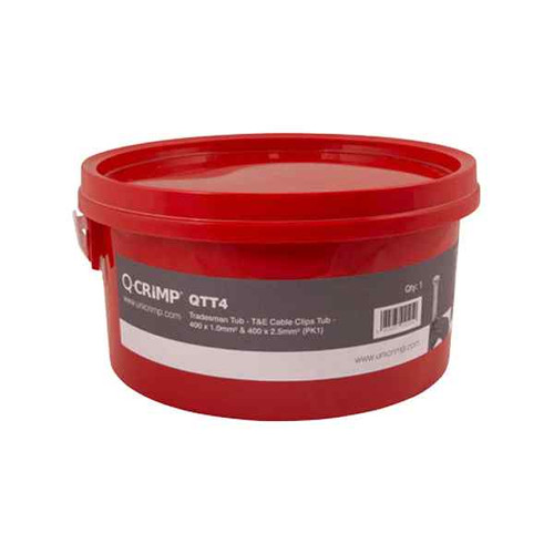 Unicrimp Cable Clips Tub, Polypropylene, Grey, 13.5/15.7mm x 7/8mm x 25mm, 1 Box