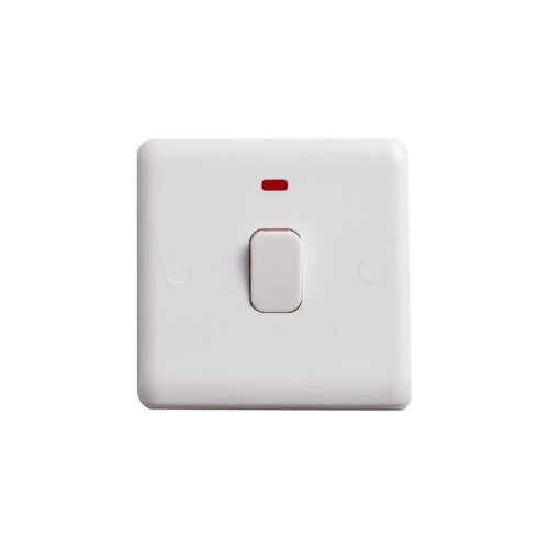 Deta Electrical Vimark Curve DP Switch, 20A Double Pole, White, Urea Formaldehyde, 88 x 88 mm
