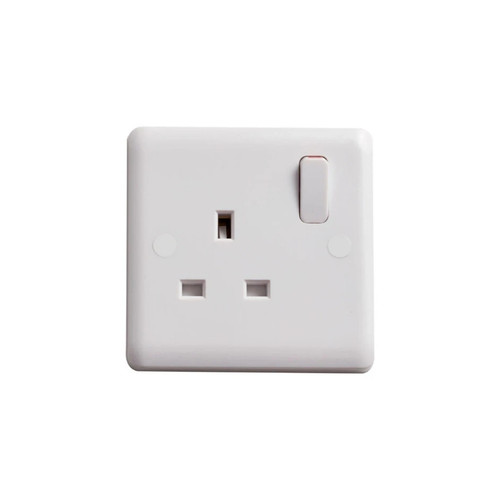 Deta Electrical Vimark Curve SP Socket, Urea Formaldehyde, Screw Mount, 1 Gang, 13A