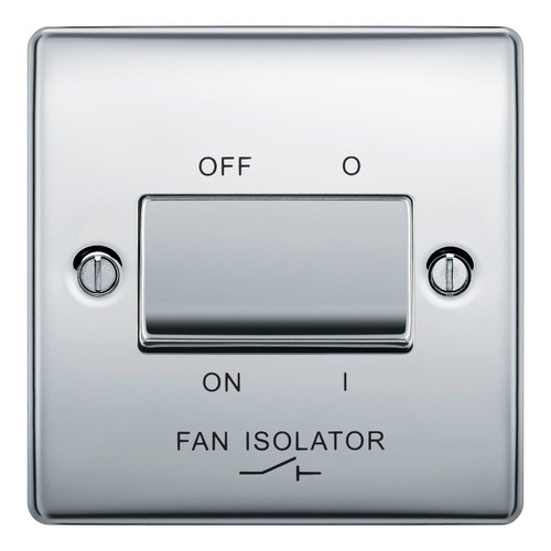 Bg Electrical Polished Chrome 3 Pole Fan Isolator 10 a Plate Switch