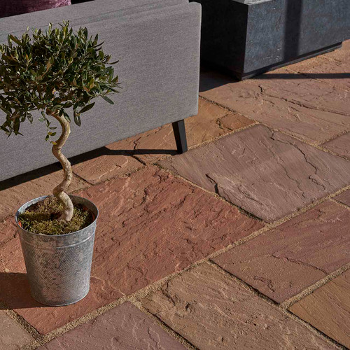 Global Stone Premium Sandstone Paving Slabs Modak Rose 22mm Project Pack 4 Size 15.3m2