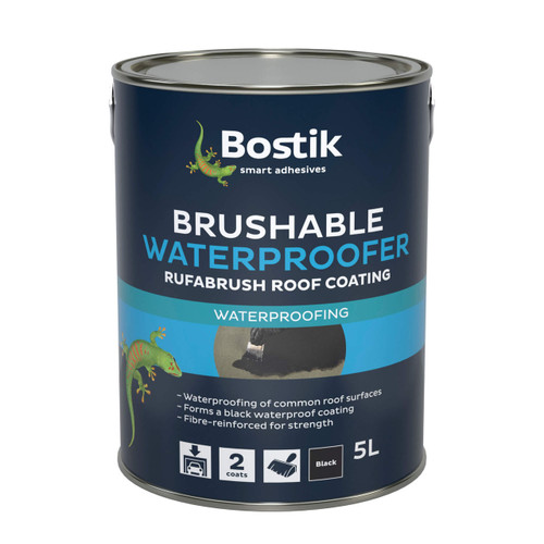 Bostik Rufabrush Brushable Waterproofer for Roofs, Black, 5 L
