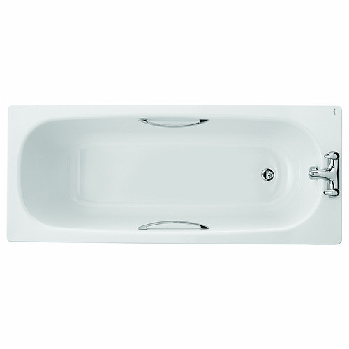 Twyford Celtic Steel Bath 1500mm, 2 Tap holes, Slip Resistant with Chrome Grips