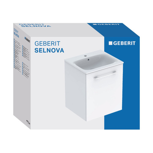 Geberit Selnova Square Slim Rim Basin & Cabinet Pack - White 550mm