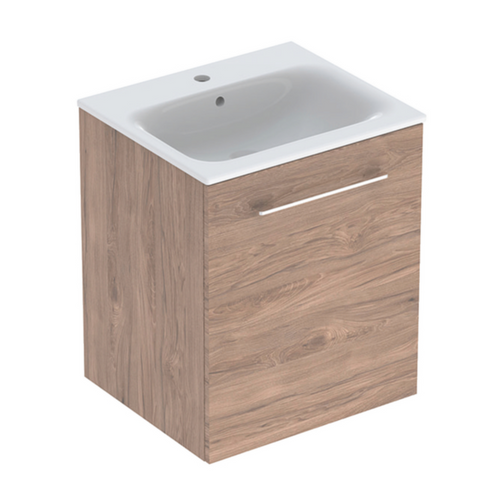 Geberit Selnova Square Slim Rim Basin & Cabinet Pack - Hickory 550mm