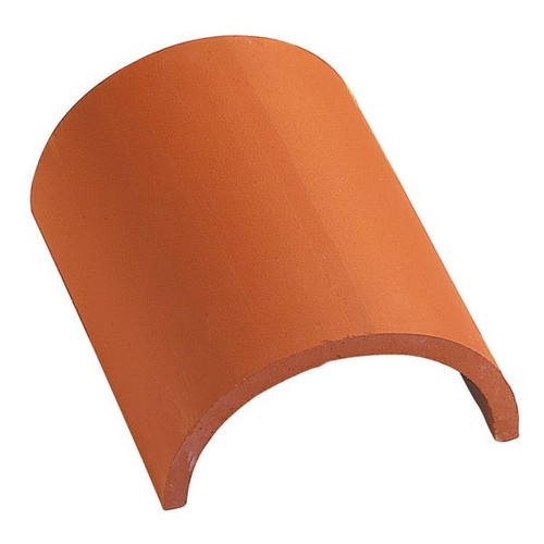 Edilians Third Round Butt Ridge Hip Tile, 330mm, Burnt Red