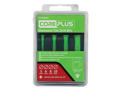 CorePlus DTDM4PC Diamond Tile Drill Bit Set - 4 Piece