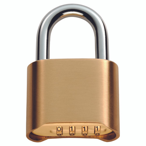 Brass Combination Padlock, 4-Wheel, 50mm