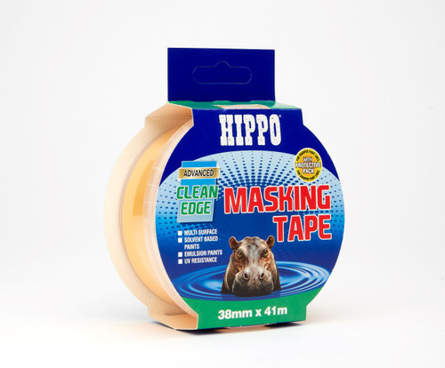 Hippo Clean Edge Masking Tape, 38mm x 41m, Yellow