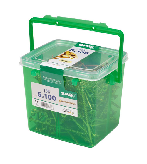 Spax Pozi Yellow Woodscrew 100mm x 5 (tub of 135)